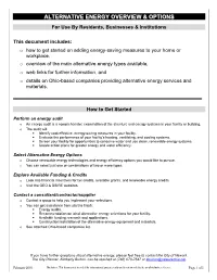 Alternative Energy Overview & Options