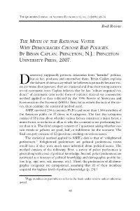 &lt;I&gt;The Myth of the Rational Voter: Why Democracies Choose Bad