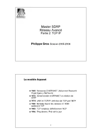 Master SDRP Réseau Avancé Partie 2: TCP IP