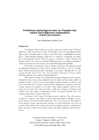 Preliminary Etymological Notes on Thangmi Clan Names and Indigenous Explanations of Their Provenance