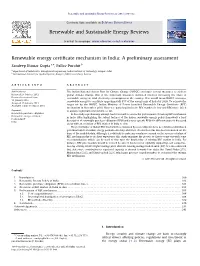 Renewable Energy Certificate Mechanism in India a Preliminary