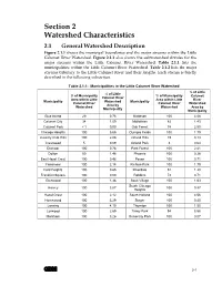 Section 2 Watershed Characteristics