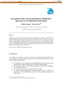 An Analysis of the Current Situation for Polish Ferry Operators in a Transitional Environment