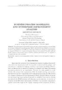 Business Process Modelling and Enterprise