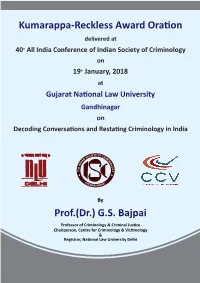 Kumarappa-Reckless Award Ora on Prof