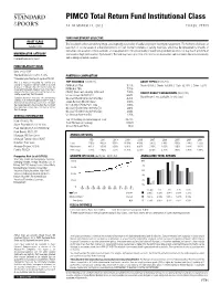 PIMCO Total Return Fund Institutional Class