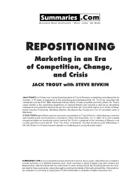 Summary of "Repositioning" by Jack Trout and Steve Rivkin