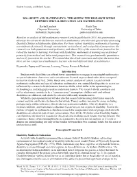 Theorizing the Research Divide Between Special Education and Mathematics