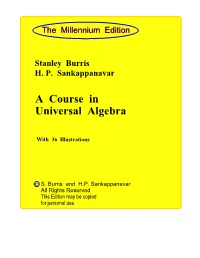 A Course in Universal Algebra