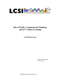 Computational Thinking, and 21St Century Learning