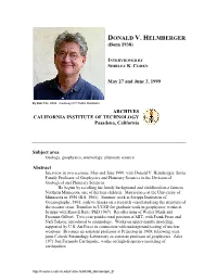 Interview with Donald V. Helmberger