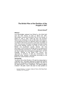 5 the British Plan of the Partition of the Punjab in 1947
