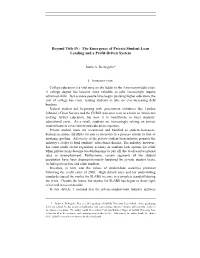 Beyond Title IV: the Emergence of Private Student Loan Lending and a Profit-Driven System