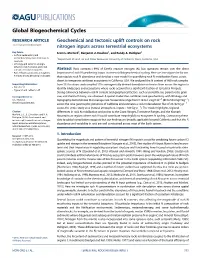 Geochemical and Tectonic Uplift Controls on Rock Nitrogen Inputs
