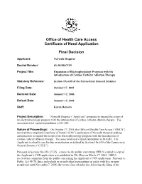 Office of Health Care Access Certificate of Need Application Final
