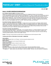 PLEXIGLAS® SHEET: Cementing and Troubleshooting