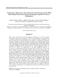 Preliminary Bioactivity Screening of Crude Extracts of Six Wild Macrofungi from Pine Forests in Benguet and Mt