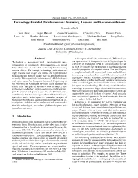 Technology-Enabled Disinformation: Summary, Lessons, and Recommendations