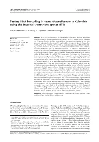 Testing DNA Barcoding in Usnea (Parmeliaceae) in Colombia Using the Internal Transcribed Spacer (ITS)