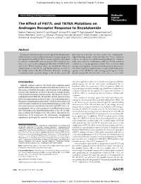 The Effect of F877L and T878A Mutations on Androgen Receptor