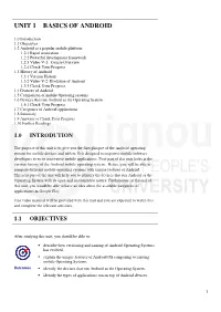 Unit 1 Basics of Android