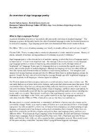 An Overview of Sign Language Poetry