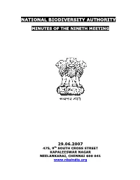 Minutes of the Nineth Meeting