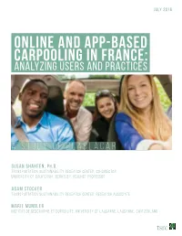 Online and App-Based Carpooling in France: Analyzing Users and Practices