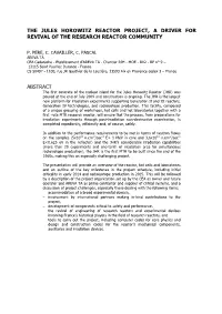 The Jules Horowitz Reactor Project, a Driver for Revival of the Research Reactor Community