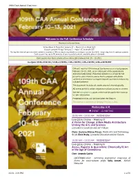 109Th CAA Annual Conference Program