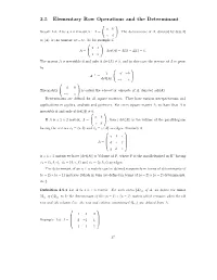 2.5 Elementary Row Operations and the Determinant
