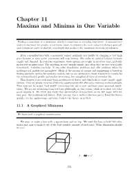 Chapter 11 Maxima and Minima in One Variable