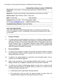 Final Decision of the Proposed Expansion of Hamford Primary Academy