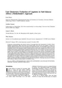 Late Quaternary Extinction of Ungulates in Sub-Saharan Africa: a Reductionist's Approach