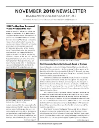 November 2010 Newsletter Dartmouth College Class of 1981