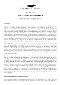 500 Years of Mathematics