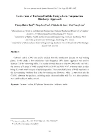 Conversion of Carbonyl Sulfide Using a Low-Temperature Discharge Approach