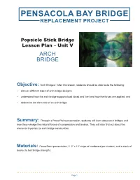 Popsicle Stick Bridge Lesson Plan – Unit V ARCH BRIDGE