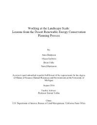 Working at the Landscape Scale: Lessons from the Desert Renewable Energy Conservation Planning Process
