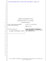 Final Judgment of Dismissal with Prejudice Re NEC Settlement