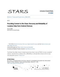 Recovery and Reliability of Location Data from Android Devices