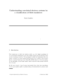 Understanding Correlated Electron Systems by a Classification of Mott