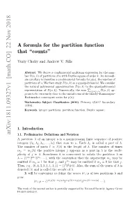 A Formula for the Partition Function That" Counts"
