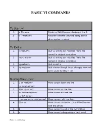 Basic Vi Commands