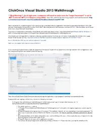 Clickonce Visual Studio 2013 Walkthrough