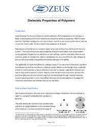 Dielectric Properties of Polymers
