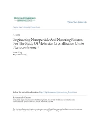 Engineering Nanoparticle and Nanoring Patterns for the Study of Molecular Crystallization Under Nanoconfinement