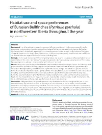 Habitat Use and Space Preferences of Eurasian Bullfinches (Pyrrhula Pyrrhula) in Northwestern Iberia Throughout the Year