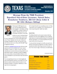 Message from the TMB President: Expedited Out-Of-State Licensure