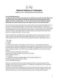 National Diploma in Calligraphy Helpful Hints for FOUNDATION Diploma Module A